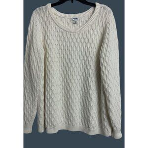 Old Navy XXL Cable Knit Cotton Winter Casual Sweater White